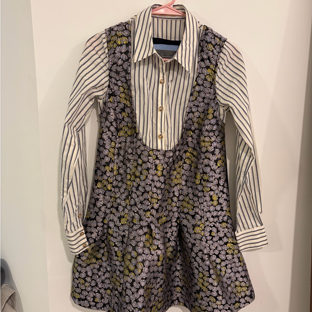 Anthropologie Dress with Stripes and Floral Design